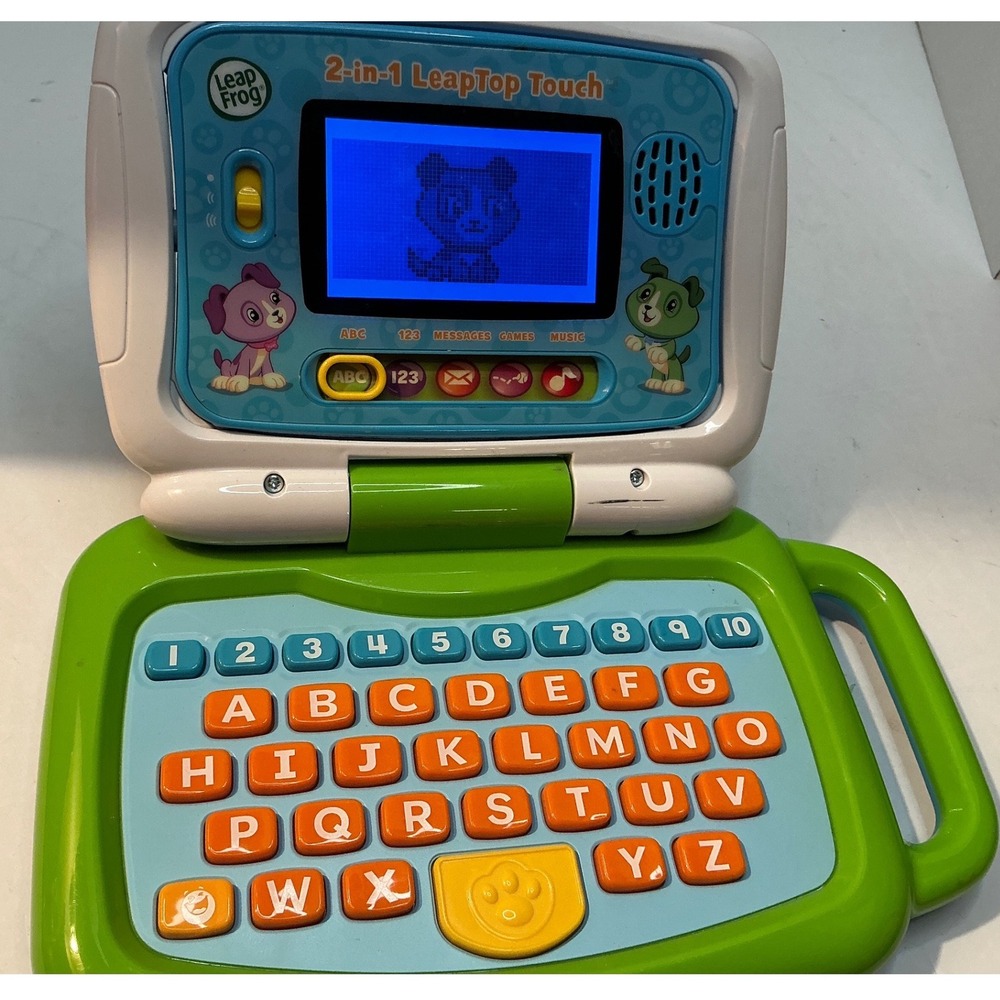 LeapFrog 2-in-1 LeapTop Touch Learning Tablet Laptop Blue Green Toddler Toy